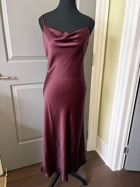 Joe Fresh Satin Slip Maxi Dress in Burgundy